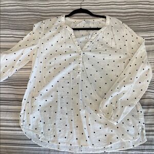Old Navy White Blouse with Navy Dots